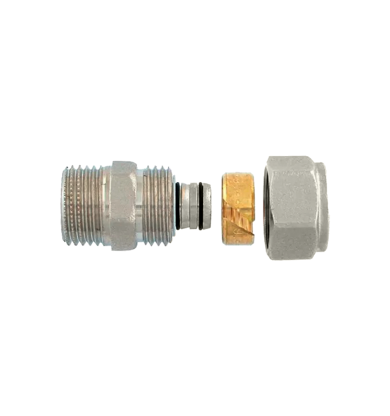 Straight male multilayer fitting fixed