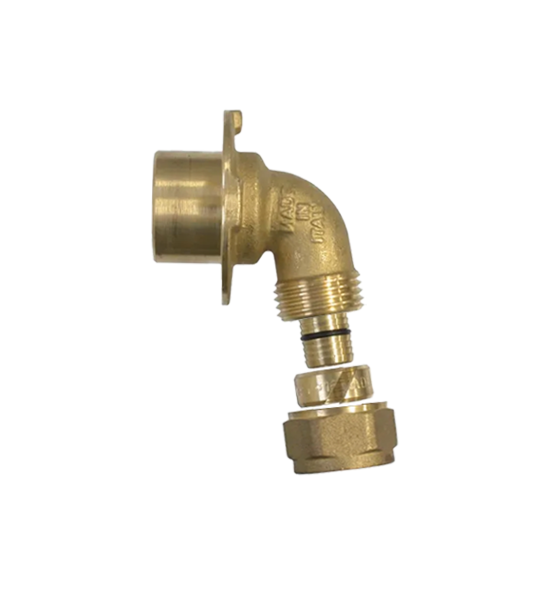 Elbow 105° female with extension multilayer fitting fixed
